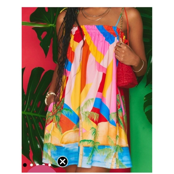Show Me Your MuMu Dresses & Skirts - Show Me Your Mumu Womens Rainbow Key Angel Mini Dress XL Strappy Beach Tropical